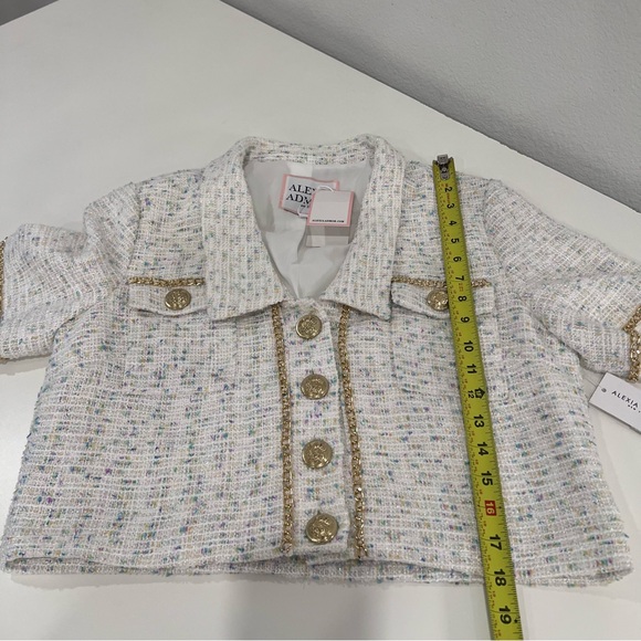 Alexia Admor Selena Short Sleeve Tweed Cropped Blazer Size 8 preppy academia - Picture 6 of 6